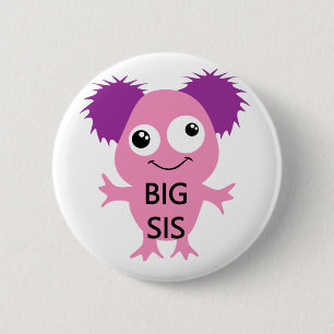 Badge Rond 5 Cm Grand Soeur Rose Monster