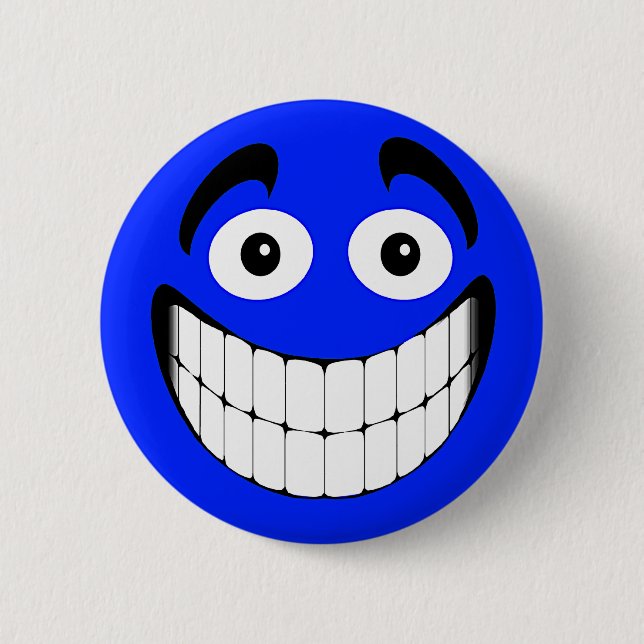 Badge Rond 5 Cm Grand visage bleu de grimace (Devant)