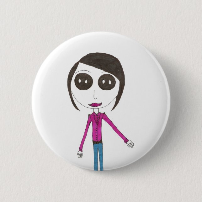 Badge Rond 5 Cm Grande fille principale de bouton (Devant)