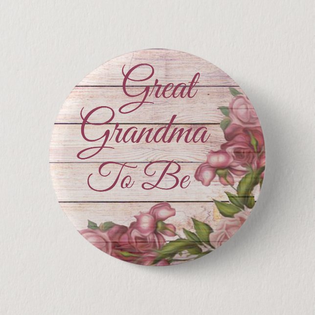 Badge Rond 5 Cm Grande grand-mère d'être baby shower Magenta Roses (Devant)