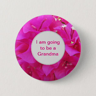 Badge Rond 5 Cm Grande-mère Fleur d'Azalée rose vif