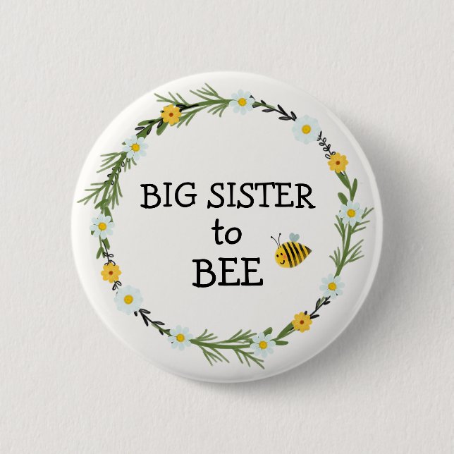 Badge Rond 5 Cm Grande soeur à Baby shower (Devant)