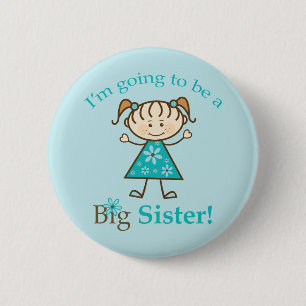 Badge Rond 5 Cm Grande soeur à être chiffre de bâton