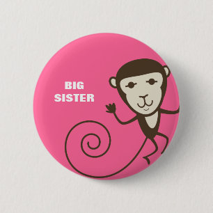 Badge Rond 5 Cm Grande soeur de singe lunatique