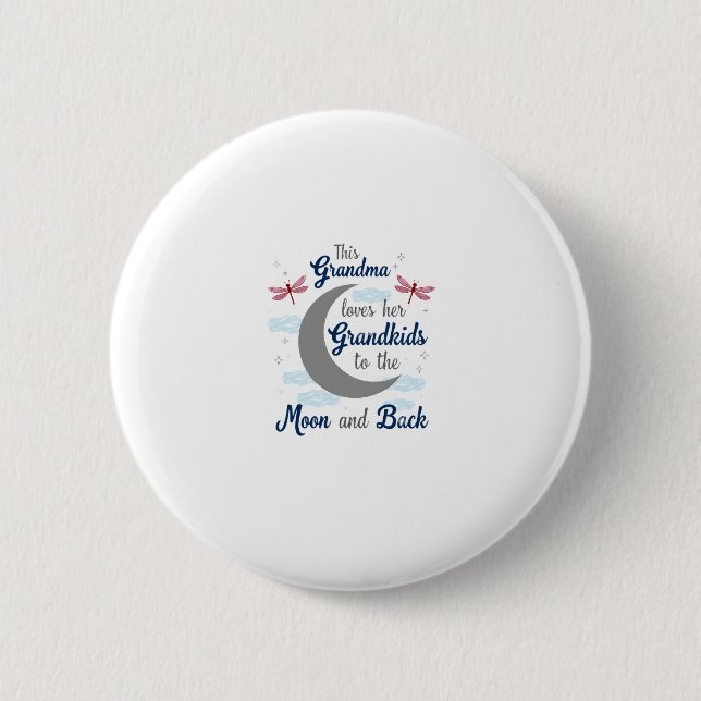 Badge Rond 5 Cm Grandma Loves Her Grandkids Dragonfly Moon Women G (Devant)