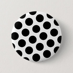 Badge Rond 5 Cm Grands pois blancs et noirs