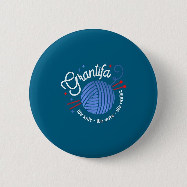 Badge Rond 5 Cm Grantifa We Knit We Vote We Resist  (Devant)