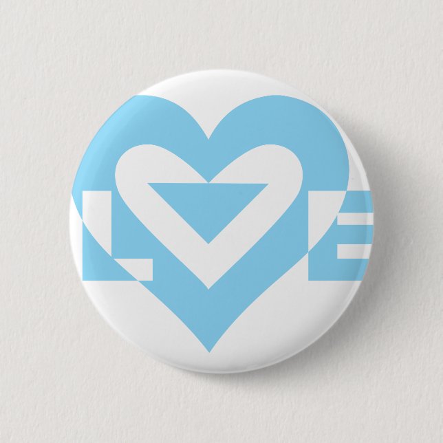 Badge Rond 5 Cm Graphique d'amour cool, Bleu (Devant)