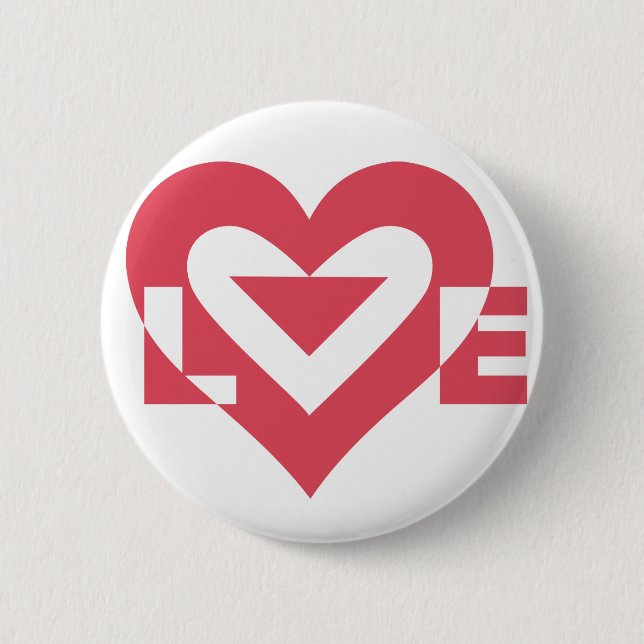 Badge Rond 5 Cm Graphique d'amour cool, rose cerise (Devant)