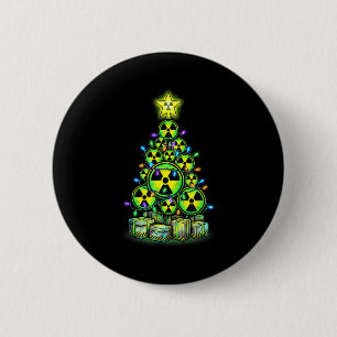 Badge Rond 5 Cm Graphique d'arbre de Noël radioactif Avertissement