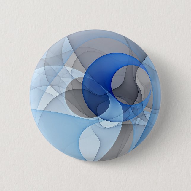 Badge Rond 5 Cm Graphique d'art fractal gris bleu Abstrait moderne (Devant)