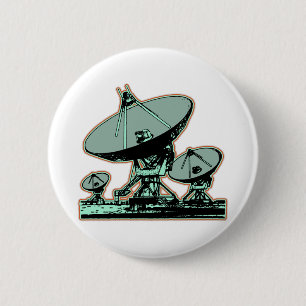 Badge Rond 5 Cm Graphique de parabole satellite rétro