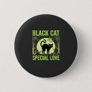 Badge Rond 5 Cm Graphisme d'amour spécial chat noir Halloween