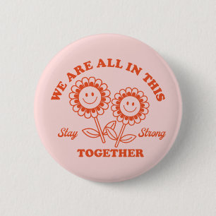 Badge Rond 5 Cm Graphisme Fleur Joyeux Retro