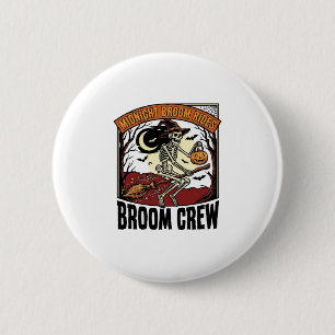 Badge Rond 5 Cm Graphisme sorcière squelette vintage balais Hallow