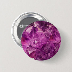 Badge Rond 5 Cm Grappe cristalline violette brillante Améthyste