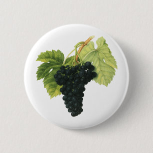 Badge Rond 5 Cm Grappe de raisin biologique de vin rouge vintage, 