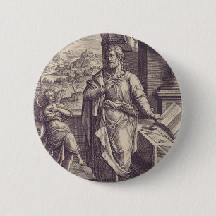 Badge Rond 5 Cm Gravure de saint Matthieu, inspiration divine