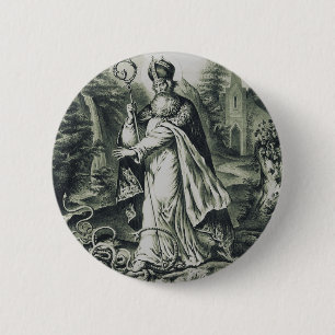 Badge Rond 5 Cm Gravure vintage de Saint Patrick bannissant les se