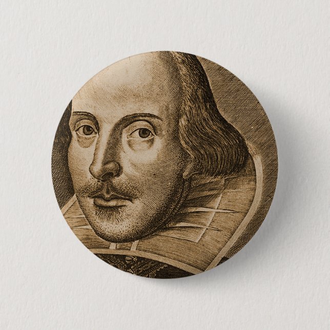 Badge Rond 5 Cm Gravures de Shakespeare Droeshout (Devant)