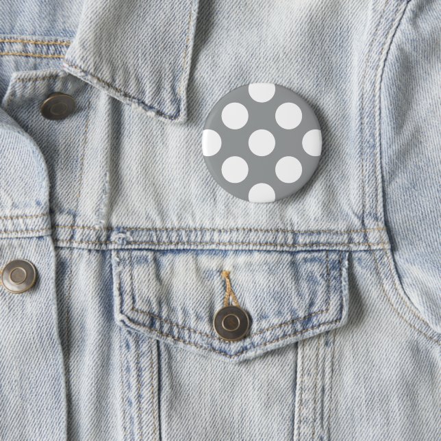 Badge Rond 5 Cm Gray Polka Dots, Polka Dot Pattern, Dots (En situation)