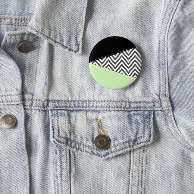 Badge Rond 5 Cm Gray Zigzag, Gray Chevron, Zigzag Pattern, Mint (En situation)