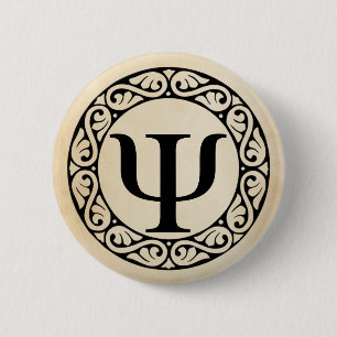 Badge Rond 5 Cm Greek Alphabet Letter Psi