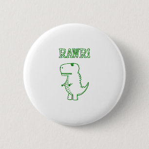 Badge Rond 5 Cm Green Angry T Rex Dino