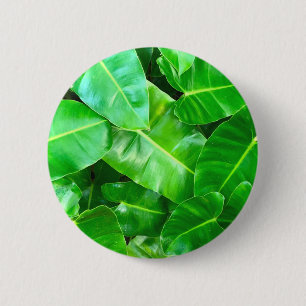 Badge Rond 5 Cm Green feuille Palm Leaf feuillage tropical jungle