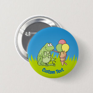 Badge Rond 5 Cm Grenouille avec bouton Icecream