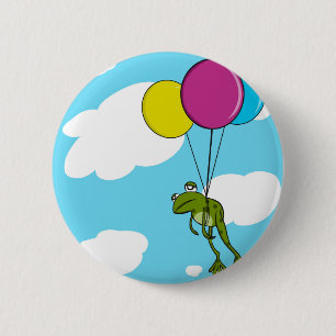 Badge Rond 5 Cm Grenouille dans le ciel