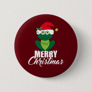 Badge Rond 5 Cm Grenouille de Joyeux Noël