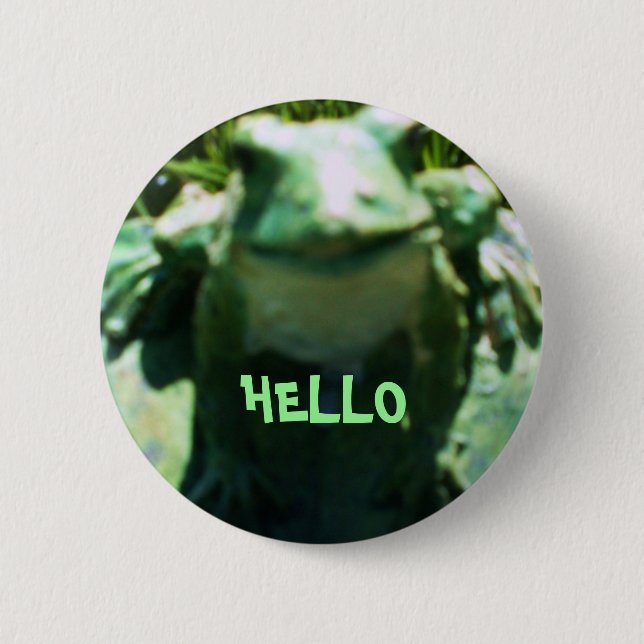 Badge Rond 5 Cm GRENOUILLE de SOURIRE, BONJOUR bouton (Devant)