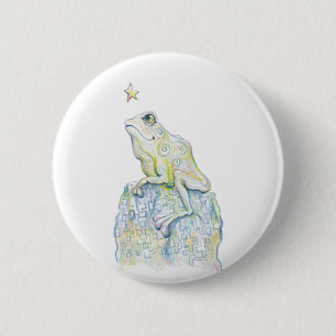 Badge Rond 5 Cm Grenouille d'observation des étoiles