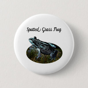 Badge Rond 5 Cm Grenouille en herbe tachetée, insigne rond de 6 cm