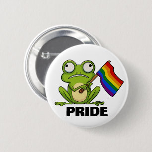 Badge Rond 5 Cm Grenouille LGBT avec drapeau de fierté