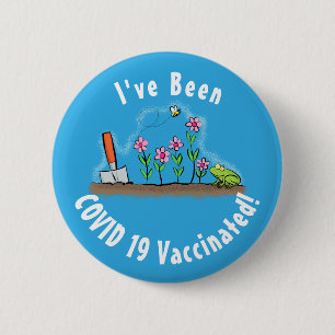 Badge Rond 5 Cm Grenouille mignonne et abeille dans le jardin dess