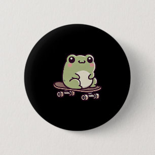 Badge Rond 5 Cm Grenouille Mignonne Sur Un Skateboard Drôle De Pla