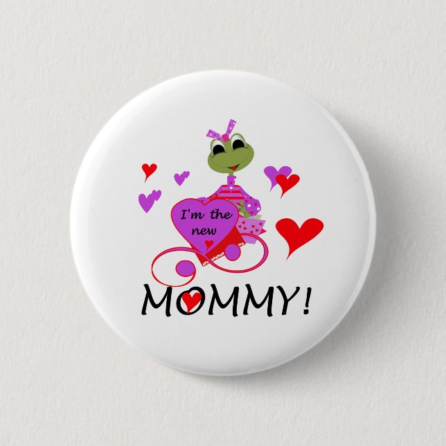 Badge Rond 5 Cm Grenouille Nouvelle maman (Devant)