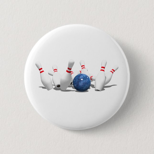Badge Rond 5 Cm Grève !  Boule de Bowling & Épingles : (Devant)