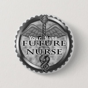 Badge Rond 5 Cm Grey Futur Infirmière pin