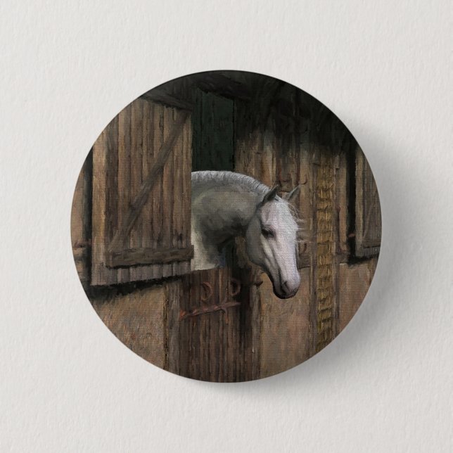 Badge Rond 5 Cm Grey Horse (Devant)
