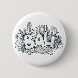 Badge Rond 5 Cm Griffonnage de Bali