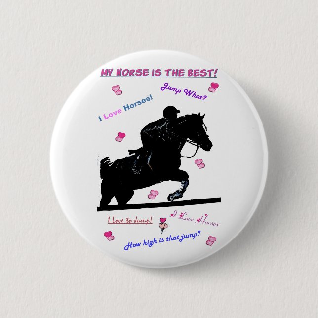 Badge Rond 5 Cm Griffonnages de cheval (Devant)