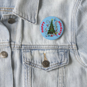 Badge Rond 5 Cm Grinch Classique   Sapin de Noël