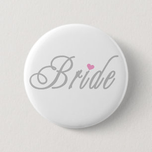 Badge Rond 5 Cm Gris chics de jeune mariée