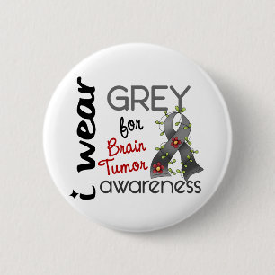 Badge Rond 5 Cm Gris d'usage de la tumeur cérébrale I pour la
