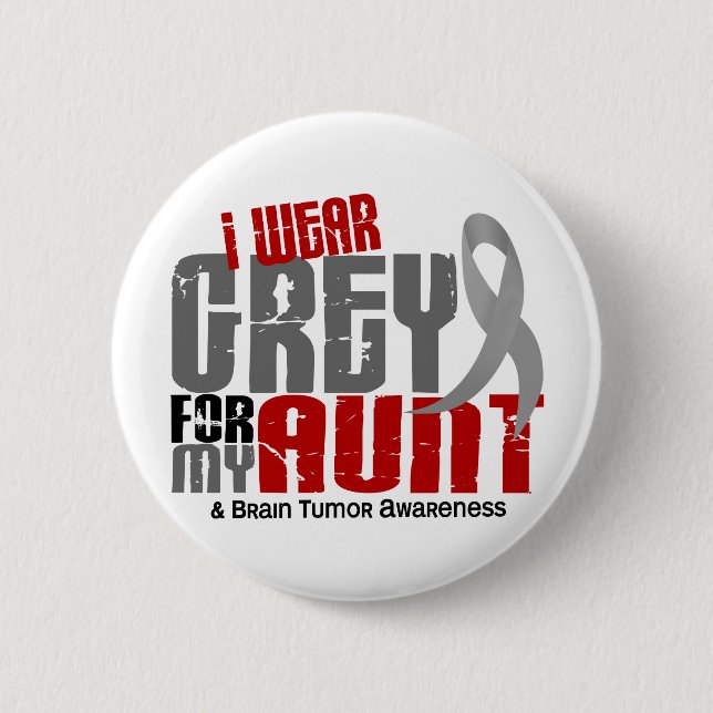 Badge Rond 5 Cm Gris d'usage de la tumeur cérébrale I pour ma (Devant)