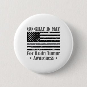 Badge Rond 5 Cm Gris En Mai Cerveau Sensibilisation À La Tumeur Ca