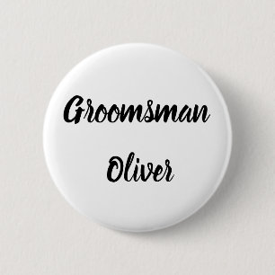 Badge Rond 5 Cm Groomsman Black Nom personnalisé Cadeaux Mariage